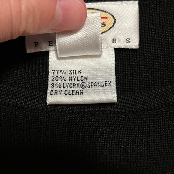 Talbots women's silk blend black short sleeve shirt size L petite - Picture 5 of 5